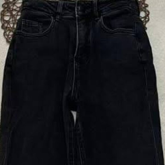 Black High Waisted Wide Leg Jeans - Picture 2 of 3